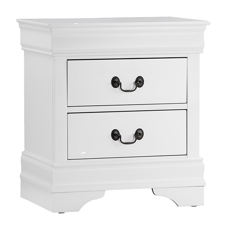 Pemberly Row 3 Piece Full Size Bedroom Set Brass Metal Handles in White
