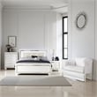 Pemberly Row 3 Pc Full Size Bedroom Set Button Tufting Mirror Trim in Black