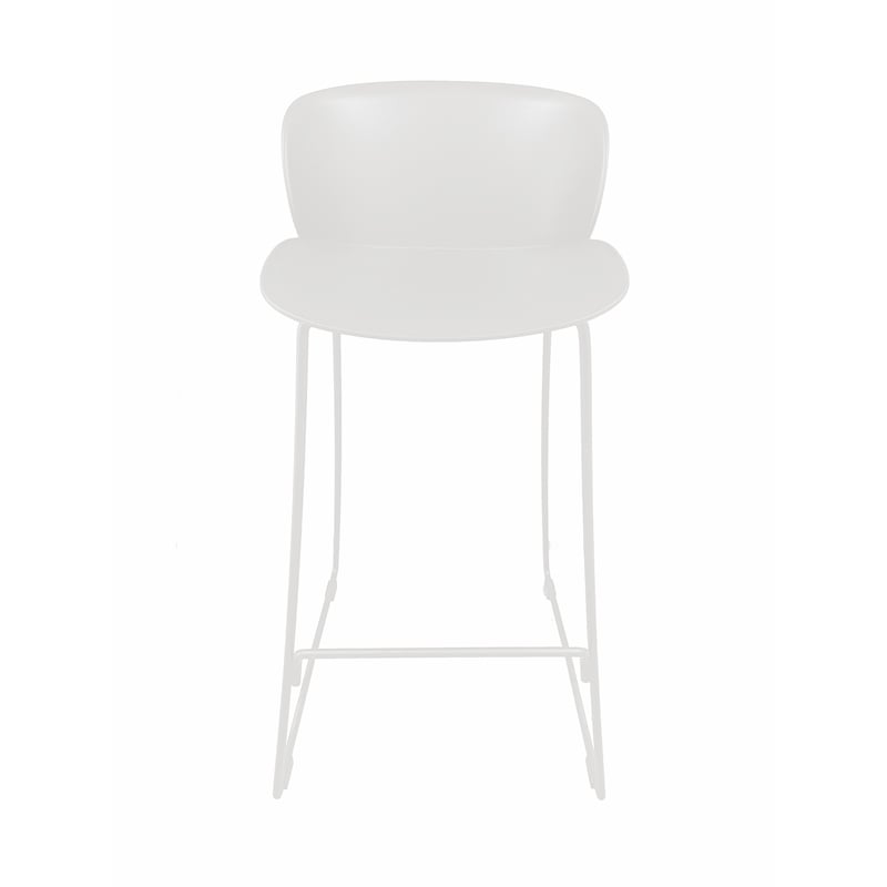 Pemberly Row 30 Inch Barstool Chair Set of 2 Curved Back White Metal Legs