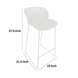 Pemberly Row 30 Inch Barstool Chair Set of 2 Curved Back White Metal Legs