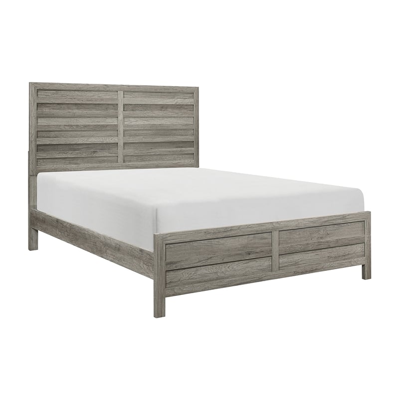 Pemberly Row 4 Pc Queen Size Bedroom Set Slatted Panel Weathered Gray Finish