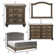 Pemberly Row 4 Pc Queen Bedroom Set Velvet Sleigh Design Weathered Wood