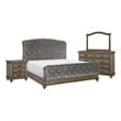 Pemberly Row 4 Pc Queen Bedroom Set Velvet Sleigh Design Weathered Wood