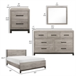 Pemberly Row 4 Pc Queen Size Bedroom Set in Light Gray and Brown Modern