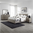 Pemberly Row 4 Pc Queen Size Bedroom Set in Light Gray and Brown Modern