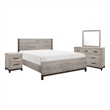 Pemberly Row 4 Pc Queen Size Bedroom Set in Light Gray and Brown Modern