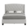 Pemberly Row Queen Size Bed Tufted Wingback Headboard Dove Gray Upholstery
