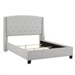 Pemberly Row Queen Size Bed Tufted Wingback Headboard Dove Gray Upholstery