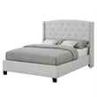Pemberly Row Queen Size Bed Tufted Wingback Headboard Dove Gray Upholstery