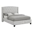 Pemberly Row Queen Size Bed Tufted Wingback Headboard Dove Gray Upholstery