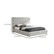 Pemberly Row Queen Size Bed Low Profile Button Tufted Gray Fabric Upholstery