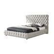Pemberly Row Queen Size Bed Low Profile Button Tufted Gray Fabric Upholstery