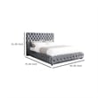 Pemberly Row Queen Size Bed Diamond Tufted Gray Velvet Upholstery Low Profile