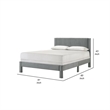 Pemberly Row Queen Size Platform Bed Light Gray Upholstery Textured Headboard