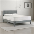 Pemberly Row Queen Size Platform Bed Light Gray Upholstery Textured Headboard