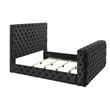Pemberly Row King Bed with Lift TV Stand Tufted Black Velvet Upholstery