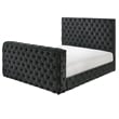 Pemberly Row King Bed with Lift TV Stand Tufted Black Velvet Upholstery