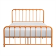 Pemberly Row Queen Size Bed Open Slatted Metal Frame Design in Orange