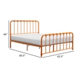 Pemberly Row Queen Size Bed Open Slatted Metal Frame Design in Orange