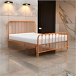 Pemberly Row Queen Size Bed Open Slatted Metal Frame Design in Orange