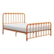 Pemberly Row Queen Size Bed Open Slatted Metal Frame Design in Orange