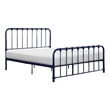 Pemberly Row Full Size Metal Bed in Blue Spindle Design Heavy Duty Slat Support