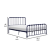 Pemberly Row Full Size Metal Bed in Blue Spindle Design Heavy Duty Slat Support