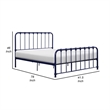 Pemberly Row Twin Size Metal Bed in Blue Spindle Design Heavy Duty Slat Support