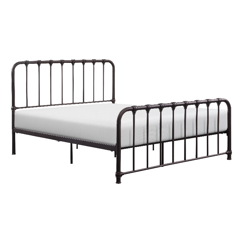 Pemberly Row Full Size Metal Bed Bronze Spindle Design Heavy Duty Slat Support