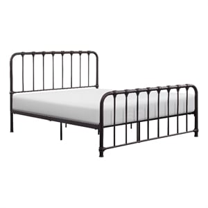 Pemberly Row Full Size Metal Bed Bronze Spindle Design Heavy Duty Slat Support