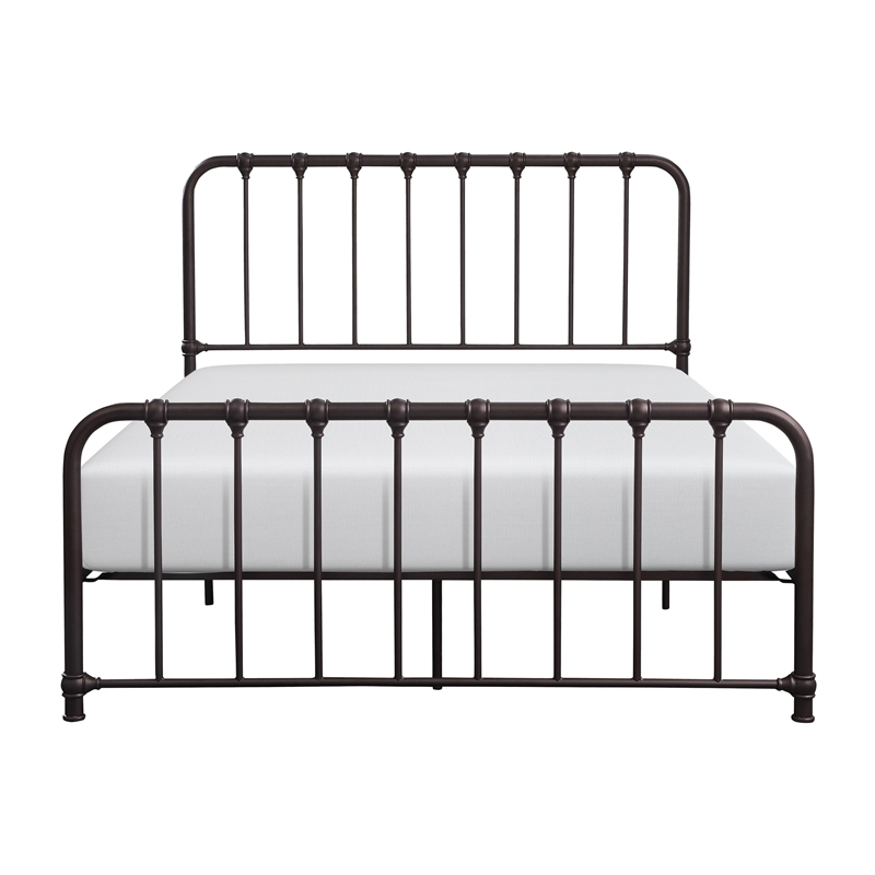 Pemberly Row Full Size Metal Bed Bronze Spindle Design Heavy Duty Slat Support