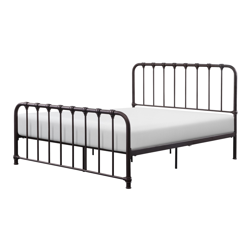 Pemberly Row Full Size Metal Bed Bronze Spindle Design Heavy Duty Slat Support