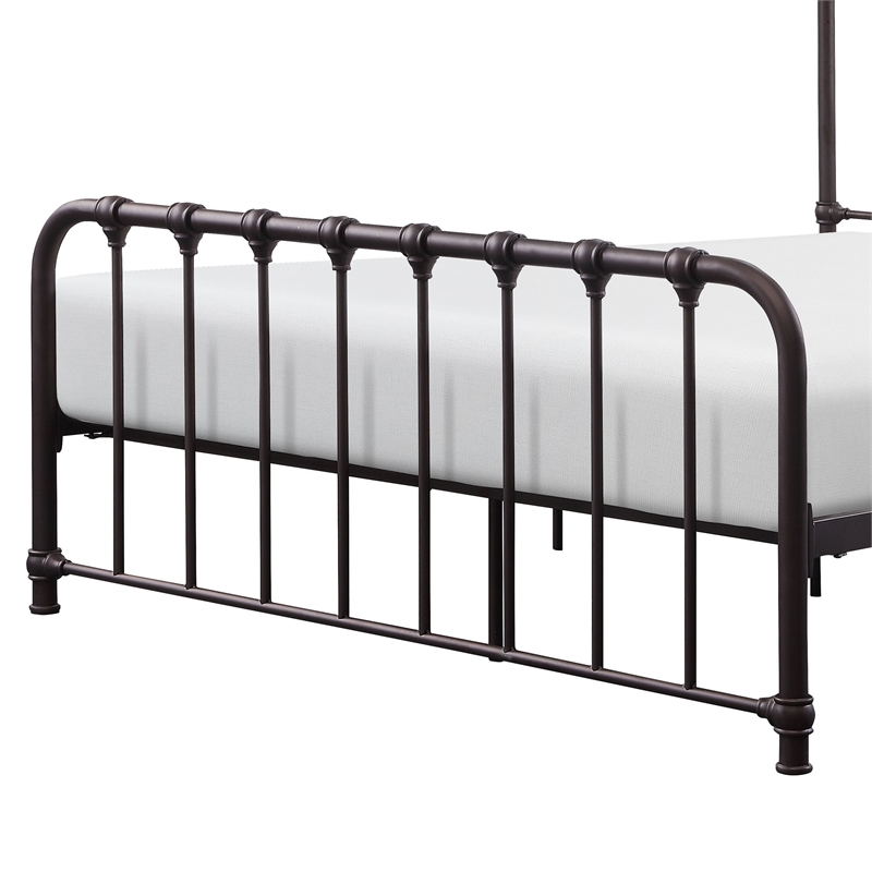 Pemberly Row Full Size Metal Bed Bronze Spindle Design Heavy Duty Slat Support