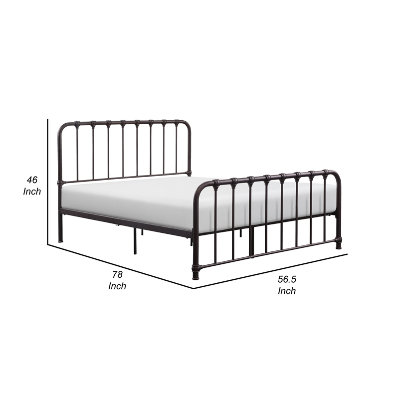 Pemberly Row Full Size Metal Bed Bronze Spindle Design Heavy Duty Slat Support
