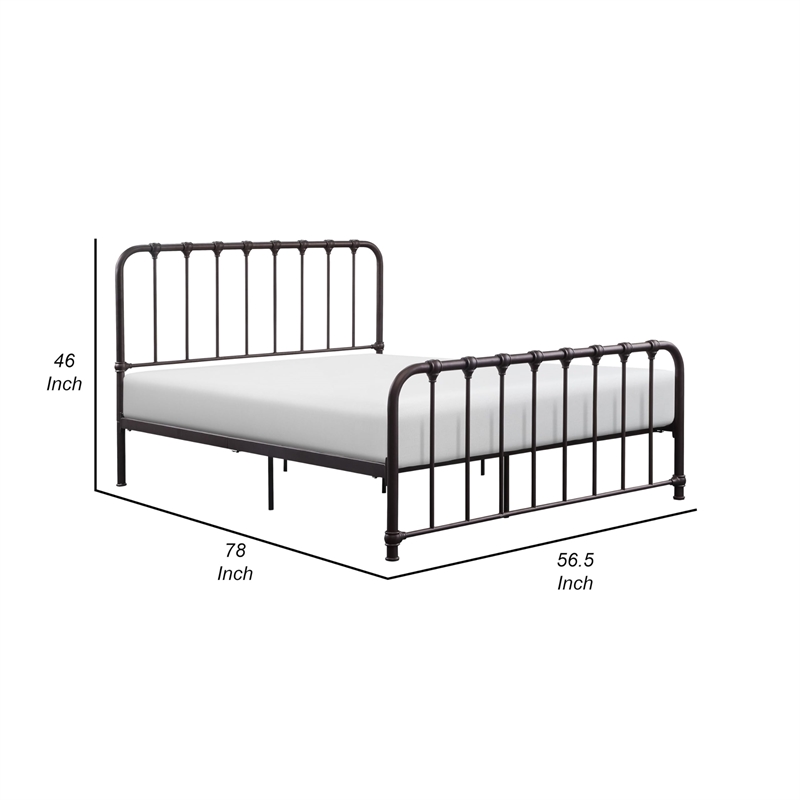 Pemberly Row Full Size Metal Bed Bronze Spindle Design Heavy Duty Slat Support
