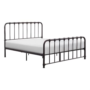 Pemberly Row Twin Size Metal Bed Bronze Spindle Design Heavy Duty Slat Support