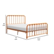Pemberly Row Twin Size Metal Bed in Orange Spindle Design Heavy Duty Slat