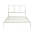 Pemberly Row King Size Platform Metal Bed Angled Slats Headboard in White