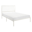 Pemberly Row King Size Platform Metal Bed Angled Slats Headboard in White