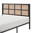 Pemberly Row King Platform Metal Bed Brown Faux Cane Panel Headboard Bronze