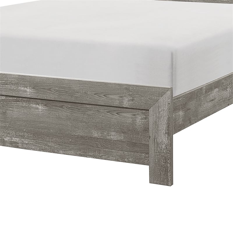 Pemberly Row King Size Bed Farmhouse Style in Gray Finish Wood Veneer