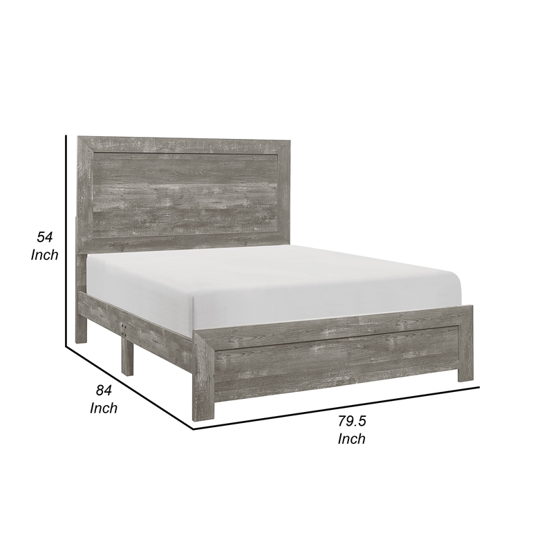 Pemberly Row King Size Bed Farmhouse Style in Gray Finish Wood Veneer