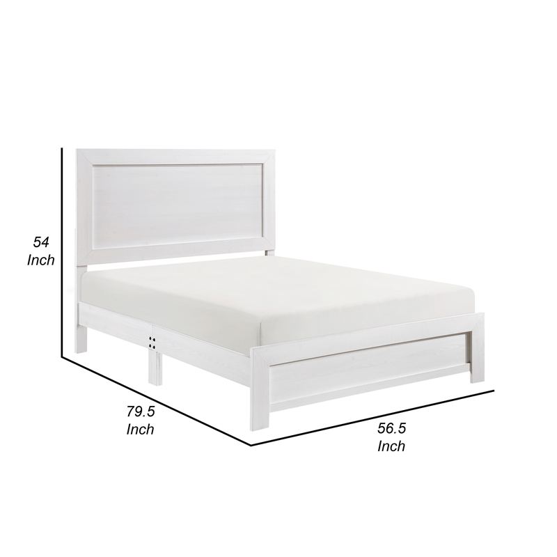 Pemberly Row Full Size Bed Farmhouse Style in White Finish Wood Veneer