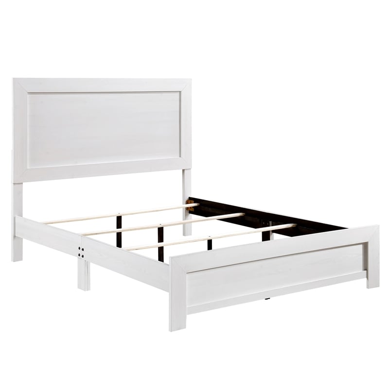 Pemberly Row California King Bed Farmhouse Style White Finish Wood Veneer