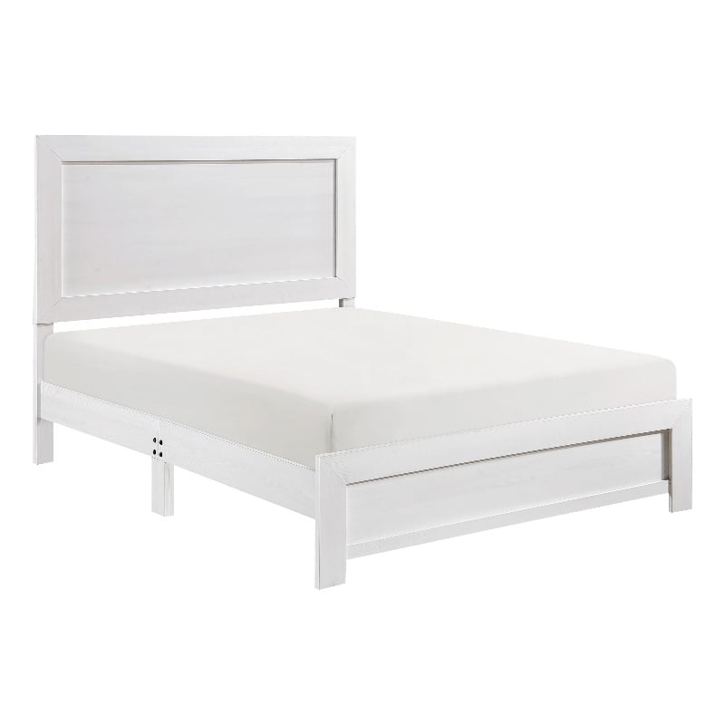Pemberly Row King Size Bed Farmhouse Style in White Finish Wood Veneer