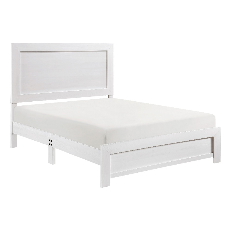 Pemberly Row Twin Size Bed Farmhouse Style in White Finish Wood Veneer