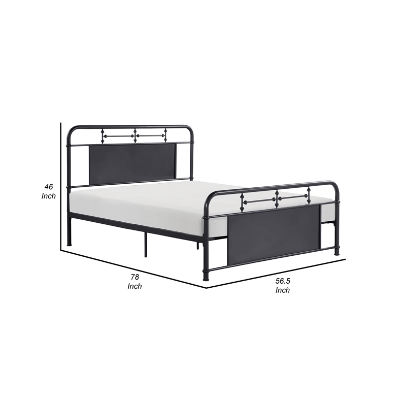 Pemberly Row Full Size Metal Bed Rounded Profile Mottled Silver Finish Panels