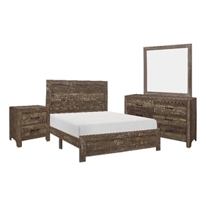 Pemberly Row 4 Piece King Size Bedroom Set Panel Detailing Metal Handles