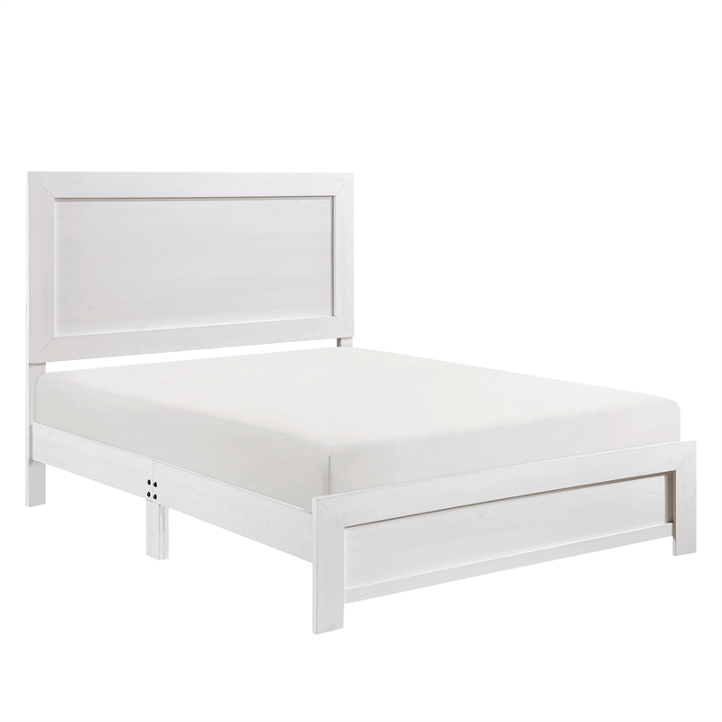 Pemberly Row 3 Piece Full Size Bedroom Set in White Panel Detail Handles