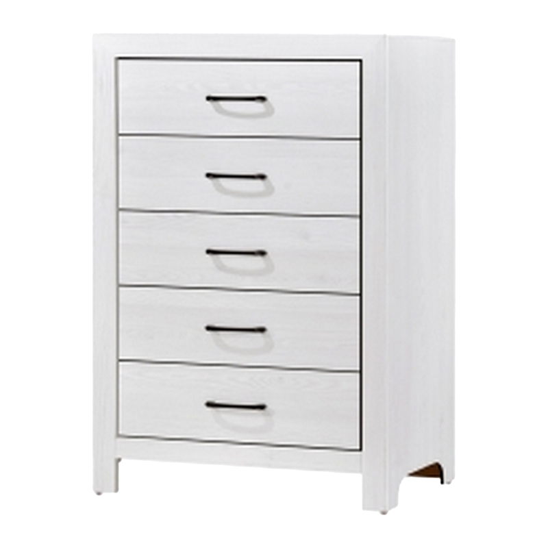 Pemberly Row 3 Piece Full Size Bedroom Set in White Panel Detail Handles